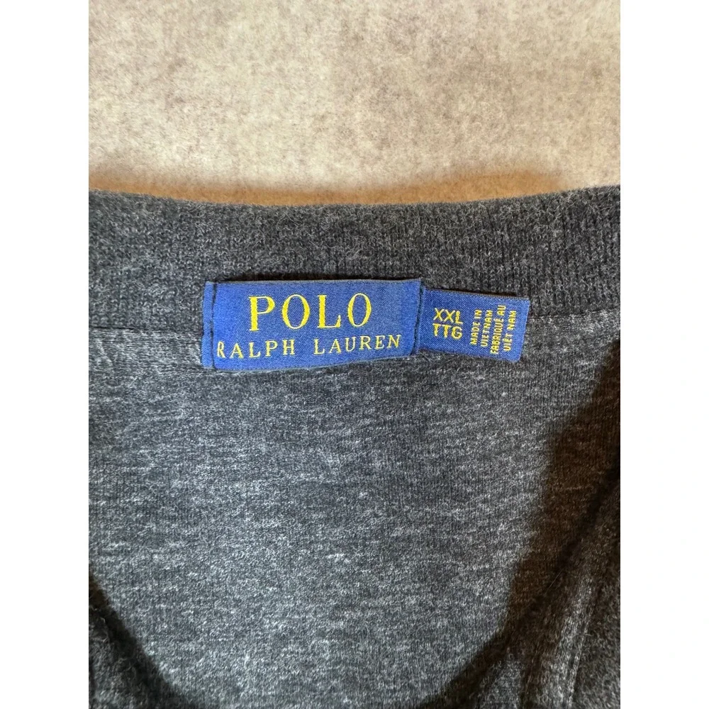 k184. Polo Ralph Lauren Mens XXL Charcoal  Heather Quarter Zip Cotton Pullover